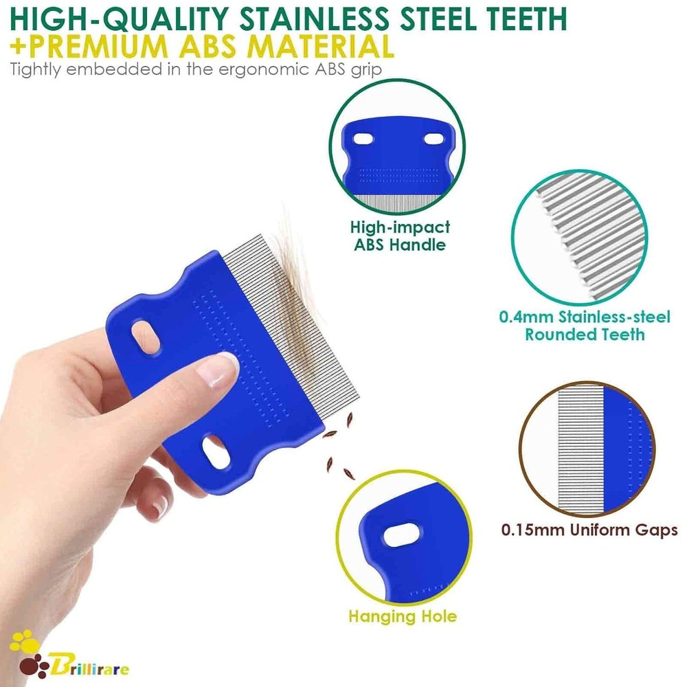 Brillirare Flea Lice Comb Stainless Steel‎ Pet Grooming Tool Dogs Cats